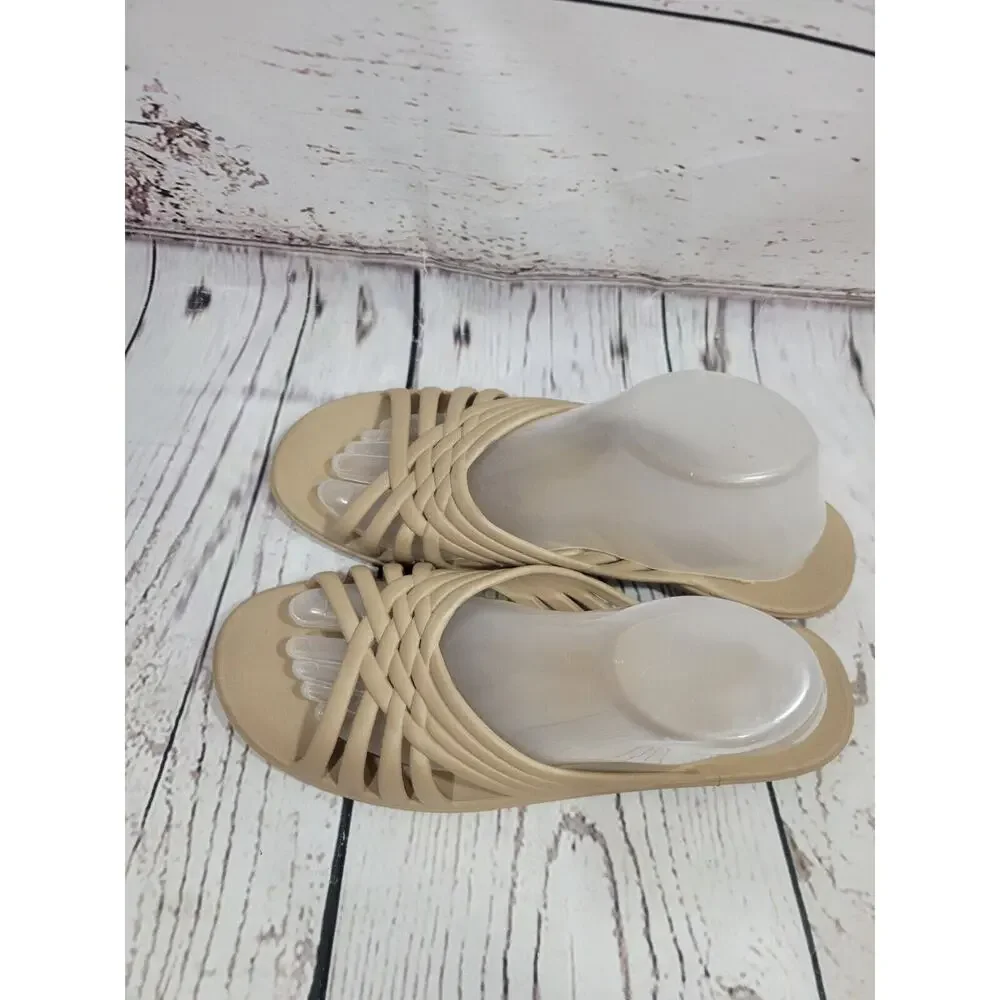 Okabashi Venice Tan Arch Support Slip‎ On Slides Sandals Size Large (9.5-10.5)